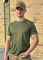 Дышащая потоотводящая тактическая футболка мужская олива coolMax military форменная футболка ARMY L