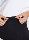 Велосипедки для вагітних трикотажні в рубчик короткі лосини хб для майбутніх мам Parma Lullababe S Чорний, фото 4