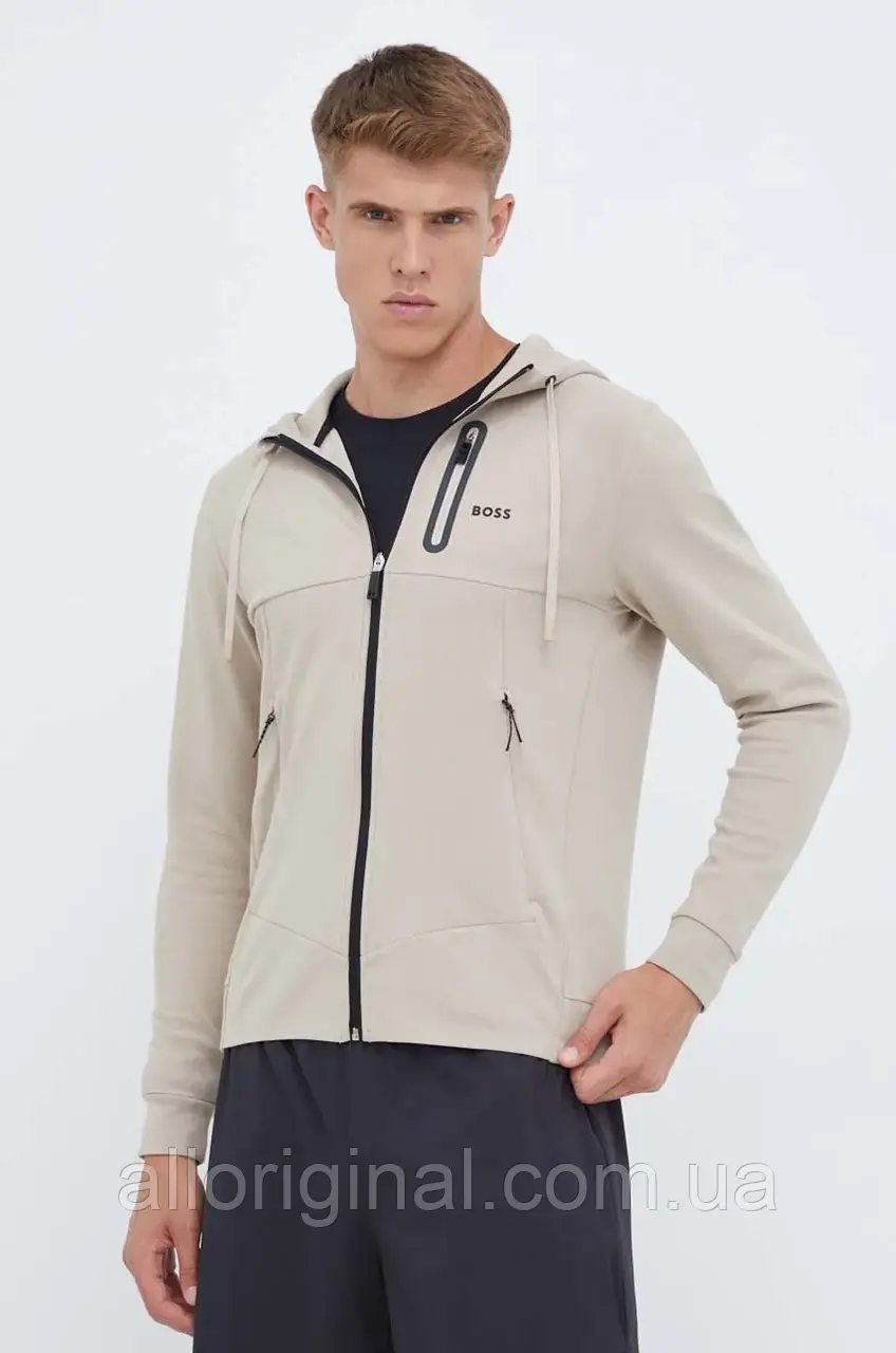 AllOriginal com ua Кофта Boss Green BOSS GREEN чоловіча колір бежевий з капюшоном однотонна РОЗМІРИ ЗАПИТУЙТЕ, фото 1