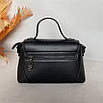 Шкіряна жіноча сумка трапеція з ручкою 9202-С72-КТ-4269 Чорна, фото 6