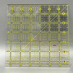Лінійка для печворку та квілтингу квадратна 16,5х16,5 см прозора