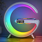 Колонка портативна RGB, LED-лампа, бездротове зарядне 3 в 1 G11, біла, фото 3