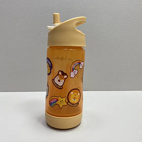 Пляшка-поїлка дитяча з трубочкою 350 мл пластикова Stenson WW02674 помаранчева