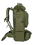 Великий тактичний рюкзак із підсумком 80 л 4 в 1 Колір Хакі, фото 6