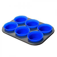 Форма для выпекания кексов с силиконовыми формочками 6шт л 27*18.5*2.5см Home MH-0556 NX, код: 8244204