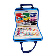 Розвиваюча сумочка-логіка з фетру тактильні вправи синя, фото 2