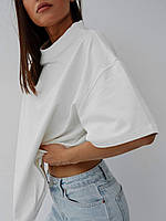 Элегантная женская футболка из турецкого кулира в классических оттенках Модель 1727- 27 42/46, молочный