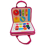 Розвиваюча сумочка-логіка з фетру тактильні вправи рожева, фото 3