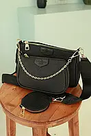 Жіноча сумка міні Louis Vuitton 3 в 1 чорна на плечовому ремінці стильний клатч