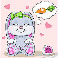 Картина за номерами Strateg ПРЕМІУМ Кролик з морквою з лаком та з рівнем розміром 30х30 см (ES-0876)