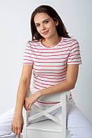 Женская футболка в полоску 42, малиновый