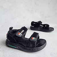 Детские босоножки, сандалии, летняя обувь на лепучке черные спортивные открытые для мальчика. Размеры 21-25