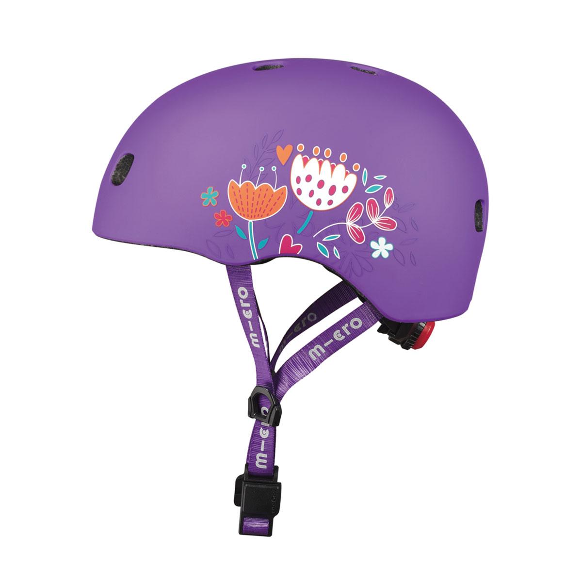 Захисний шолом micro — фіолетовий із квітами (48-53 cm, s)