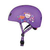 Защитный шлем micro - фиолетовый с цветами (52-56 cm, m)