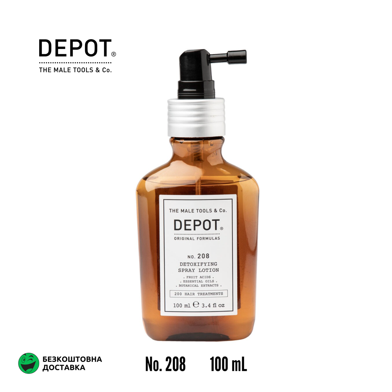 Depot 208 DETOXIFYING SPRAY LOTION, Незмивний спрей-лосьйон для балансу шкіри голови 100 ml
