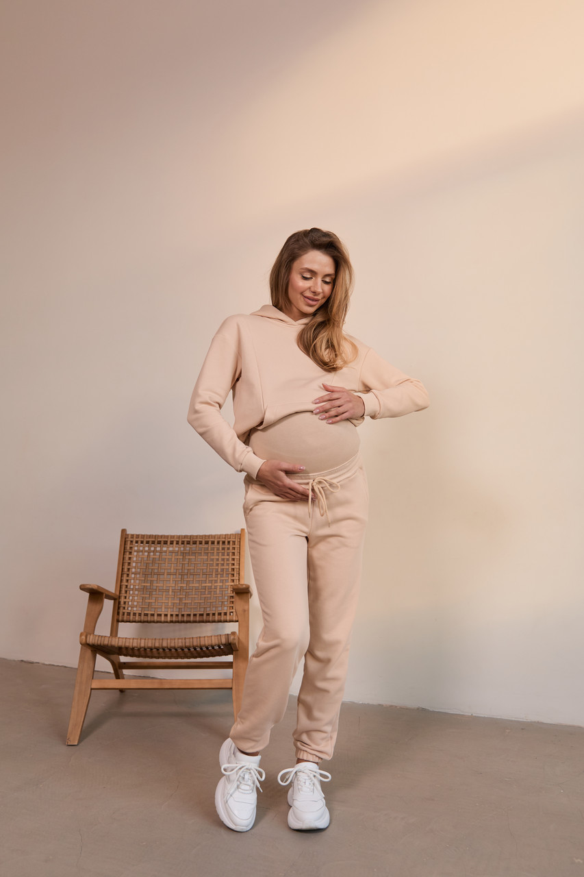 Штани спортивні для вагітних та годуючих демісезон Frankfurt Lullababe розмір S Бежевий
