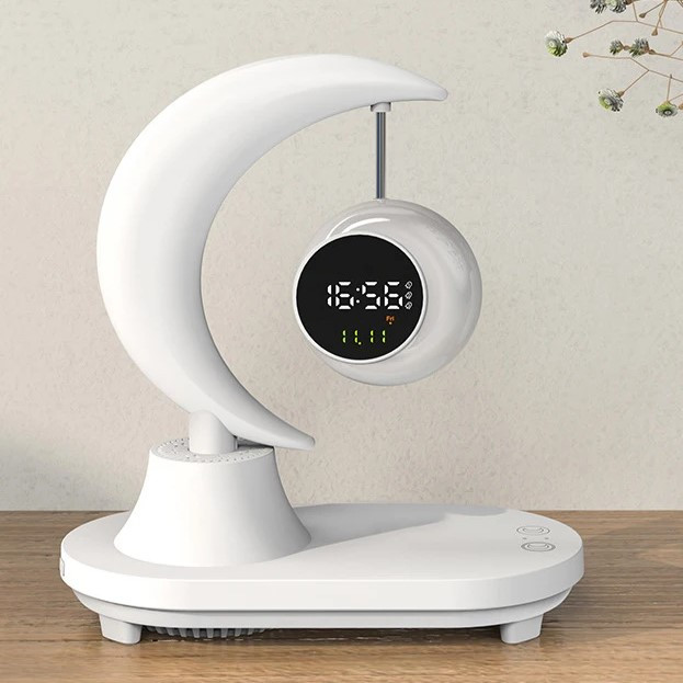 Нічник RIAS TB-22SH "Місяць" з бездротовою зарядкою для телефону 10W White (3_04684), фото 1