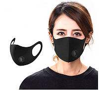 Маска Fashion mask для защиты органов дыхания с клапаном Респиратор защитный Черный 511168Rea