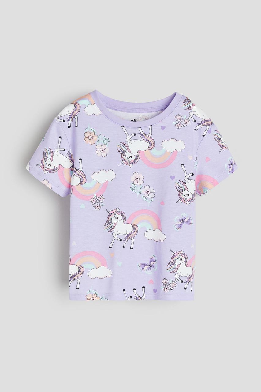 Футболка для дівчинки фіолетова Єдинороги H&M 92,  98/104см