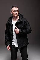 Ветровка мужская весенняя осенняя Feel Куртка штормовка утепленная с капюшоном черная