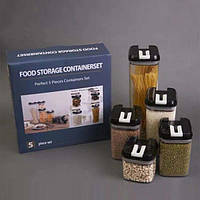 Органайзер для сипучих Food storage container set 5 шт Набір пластикових контейнерів для круп 515824Rea