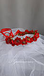 Вінок на голову з червоними маками Вінок для волосся Корона з квітів на голову різні кольори, фото 5