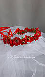 Вінок на голову з червоними маками Вінок для волосся Корона з квітів на голову різні кольори, фото 4