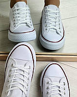 Жіночі Кеди кросівки в стилі converseТекстильные кеды кроссовки белого цвета
