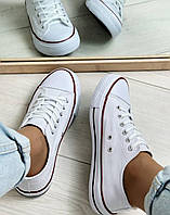 Жіночі Кеди кросівки в стилі converseТекстильные кеды кроссовки белого цвета 36