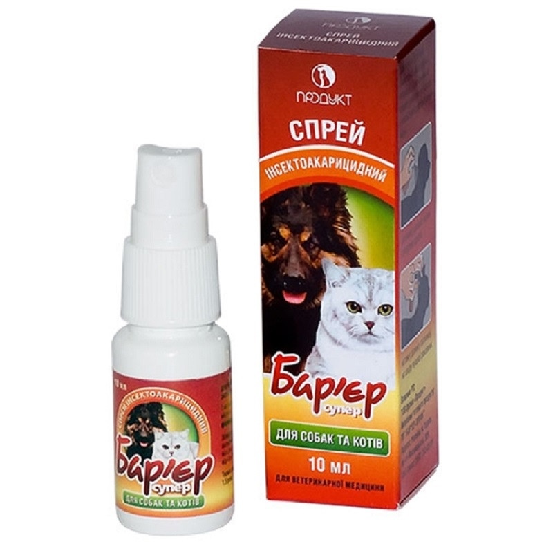 Бар'єр супер 10 мл спрей проти бліх і кліщів для котів і собак Продукт, фото 1