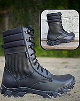 Військові високі чоловічі берці чорного кольору міцне тактичні якісне взуття літні армійські берці для ЗСУ