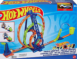 Трек Хот Вілс Потрійна петля Hot Wheels Toy Car Track Set Triple Loop Kit HMX38 Mattel Оригінал