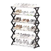 Складная стойка для обуви Shoe Rack 6 ярусов 88x60x21см Black (3_04698)