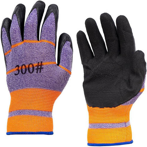 Перчатки рабочие прорезиненные N316 оранжевые с черным. Минимальный ...