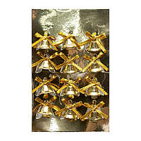 Набор-украшение "Колокольчик" с бантиком 12шт металл ААА23093. Минимальный заказ 1 упаковка (2 штуки)