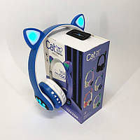 Бездротові навушники з котячими вушками та RGB підсвічуванням Cat VZV 23M. Колір: синій