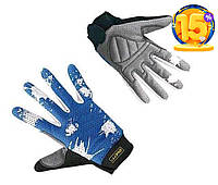 Велоперчатки (черно-синие, закрытые, с длинными пальцами, size M) (Spelli) FM
