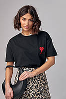 Женская футболка с выпуклой надписью Ami - черный цвет, L