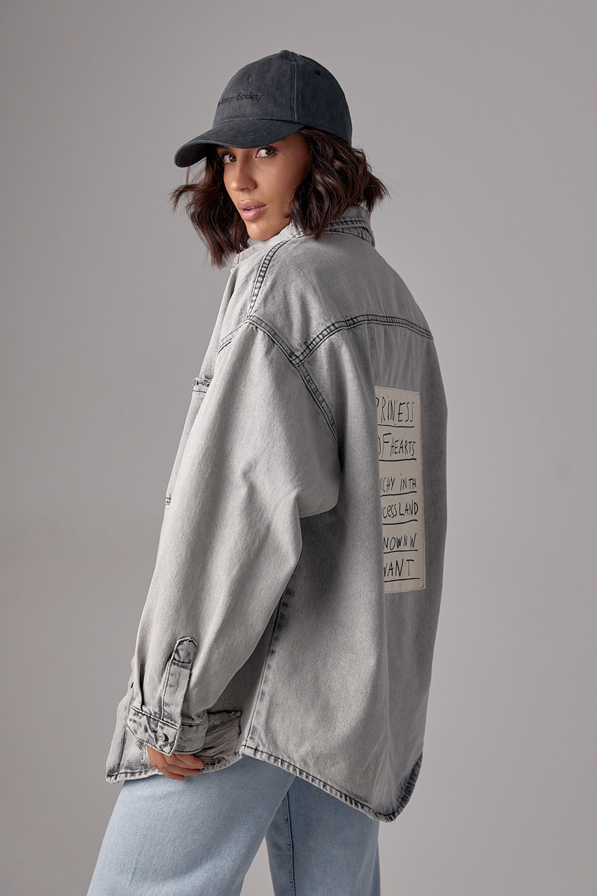 Джинсовая куртка в стиле Grunge - светло-серый цвет, L - фото 2 - id-p2180341951