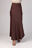 Атласная юбка с высокой талией - коричневый цвет, S (есть размеры)