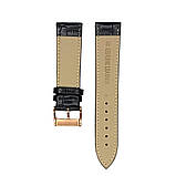 Ремінець шкіряний для годинника 22 мм чорний, пряжка - розовое золото, фото 4