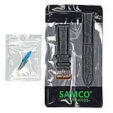 Ремінець шкіряний для годинника 22 мм чорний, пряжка - розовое золото, фото 5