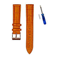 Ремінець шкіряний для годинника 22 мм світло-коричневий, пряжка - рожеве золото