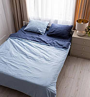 Постільна білизна двоспальне Dushka Home Страйп сатин 20513 180х215 см блакитне з синім l