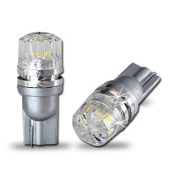 Світлодіодна Автолампи біла (White) T10 2W (140Lm) Crystal lens (Silver socket) (Precision)