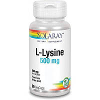 Лизин Solaray L-Lysine 500 mg 60 Veg Caps SOR-04940 FT, код: 7519043