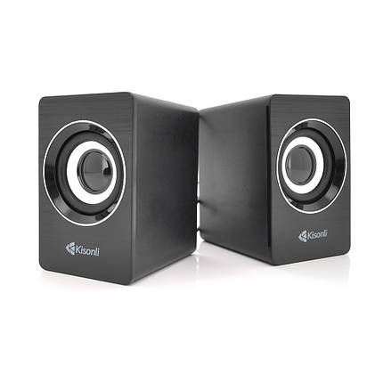 Колонки 2.0 Kisonli A-707, для ПК і ноутбука, USB + 3.5mm, 2x3W, 20Hz- 20KHz, Black, BOX, Q60, фото 1