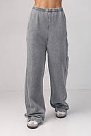 Женские трикотажные штаны с затяжками внизу - серый цвет, L (есть размеры)
