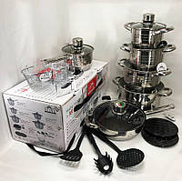 Набор посуды 18 предметов ASTRA A-2618, набор посуды для электрических плит, наборы кастрюль, набор посуды для