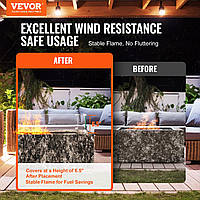 Ветрозащита VEVOR для газовой костровой ямы для квадратного кострового стола, 595 x 190 x 165 мм, ветрозащита